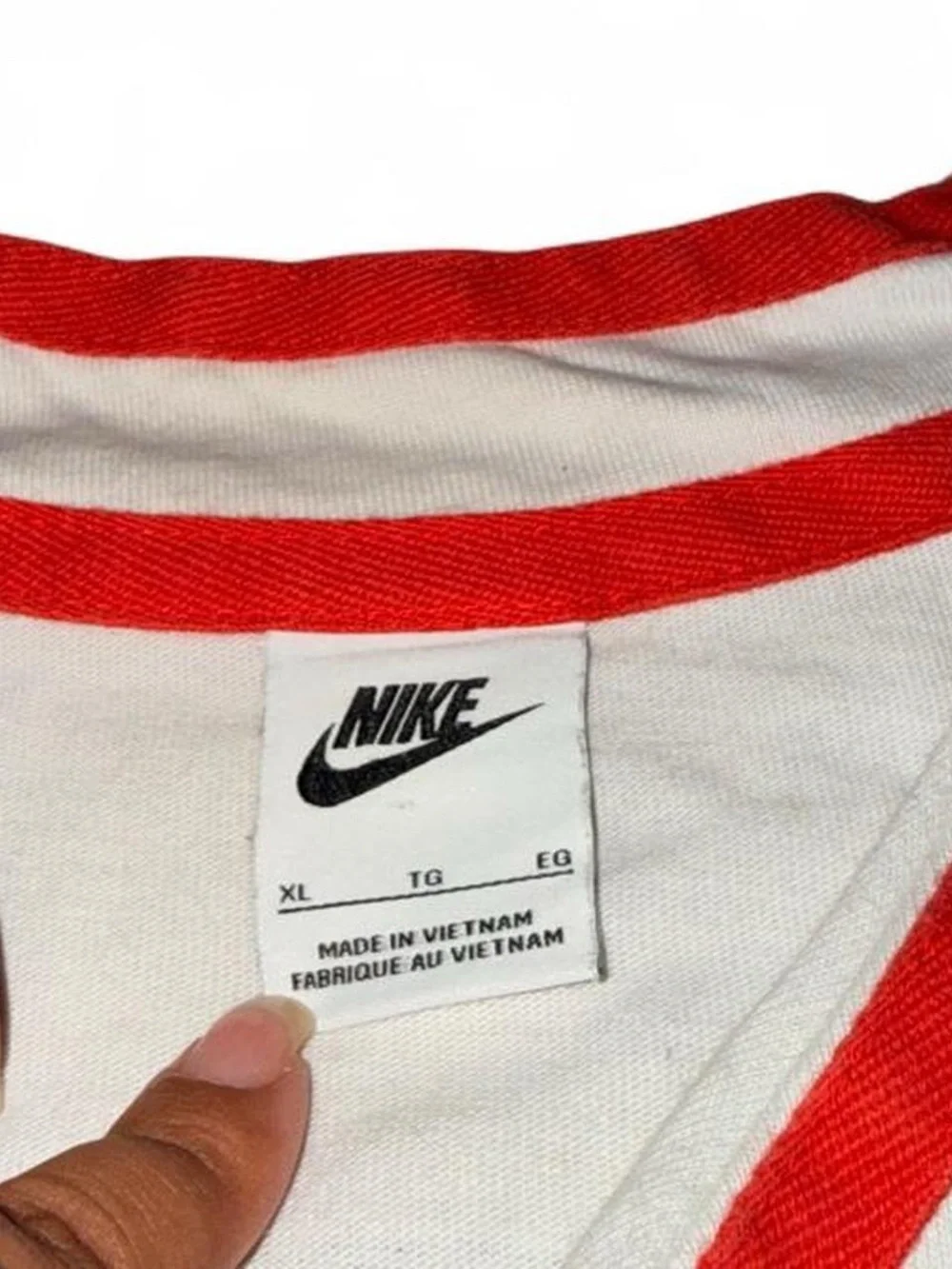 Nike White Red & Navy Flame-Detail Button-Up Jersey